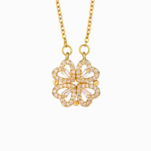 Zircon Heart Necklace – Magnetic Clover Pendant for Women - Image 5