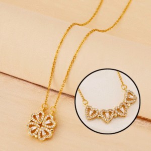 Zircon Heart Necklace – Magnetic Clover Pendant for Women - Image 2