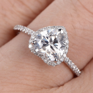 Diamond Silver Heart Crystal Adjustable Ring - Image 4