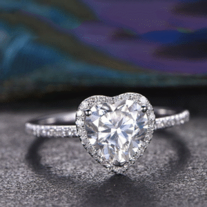 Diamond Silver Heart Crystal Adjustable Ring - Image 5