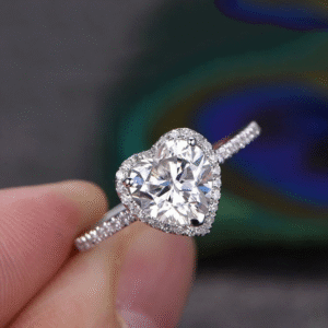 Diamond Silver Heart Crystal Adjustable Ring - Image 3