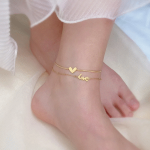 Stylish Charm Anklet for Women – Gold Plated Heart Design - Image 3