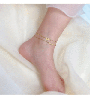 Stylish Charm Anklet for Women – Gold Plated Heart Design - Image 2