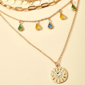 Boho Multilayered Gold Choker Necklace - Image 4
