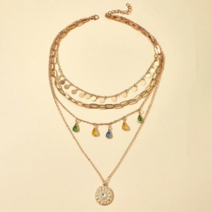 Boho Multilayered Gold Choker Necklace - Image 5