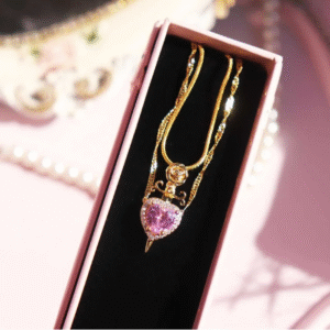 Heart & Dagger Couple Necklace – Sparkling Red Stone Pendant for Lovers - Image 7