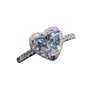 Diamond Silver Heart Crystal Adjustable Ring - Image 2