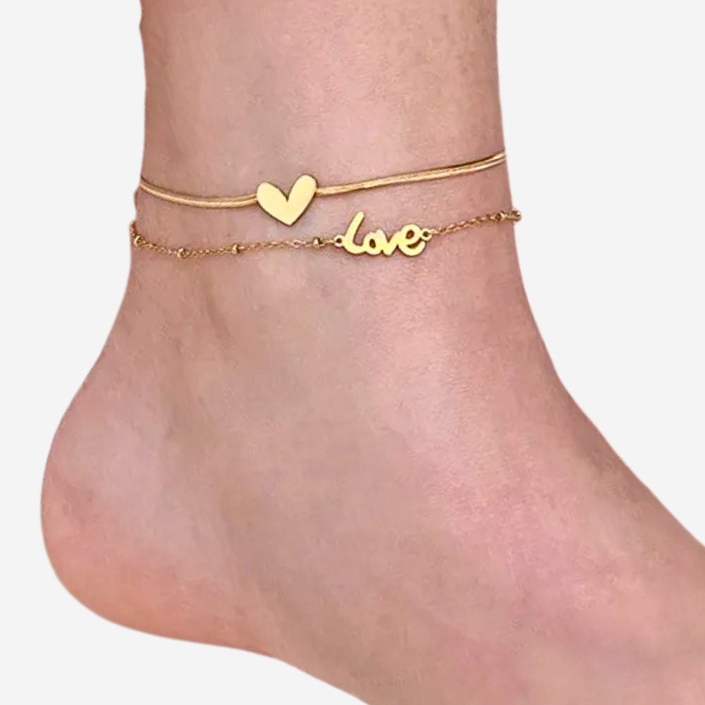Stylish Charm Anklet for Women – Gold Plated Heart Design