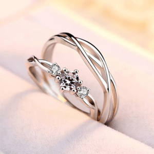 Silver Plated Couple Rings Set for Men & Women - Image 6