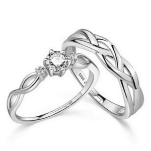 Silver Plated Couple Rings Set for Men & Women - Image 7