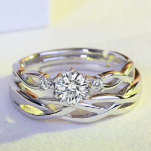 Silver Plated Couple Rings Set for Men & Women - Image 3