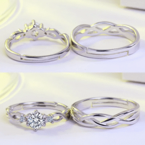 Silver Plated Couple Rings Set for Men & Women - Image 4