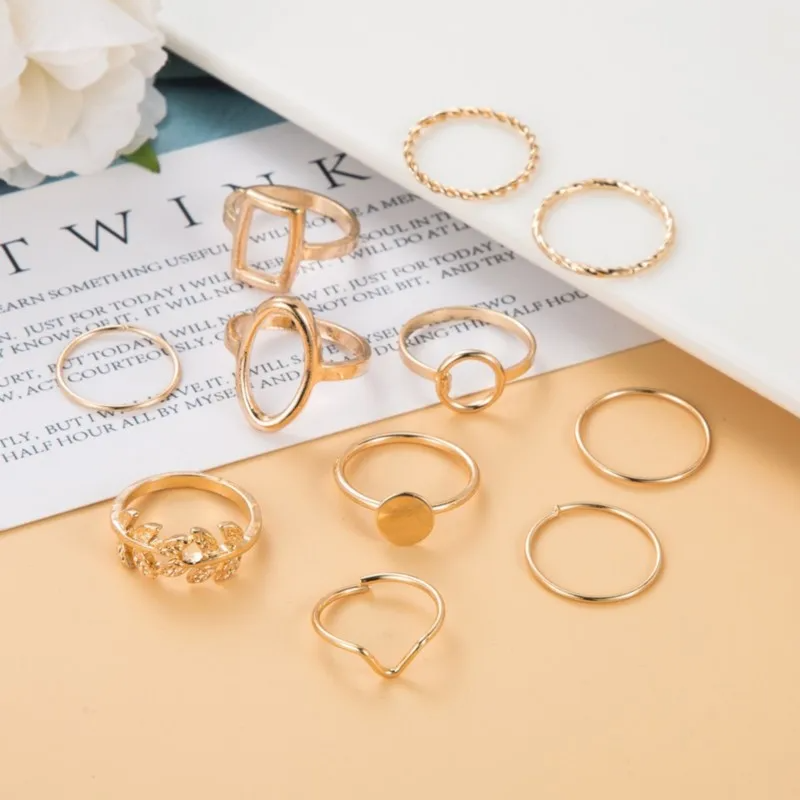 Gold Plated Stackable Rings Set of 11 for Women - Image 3