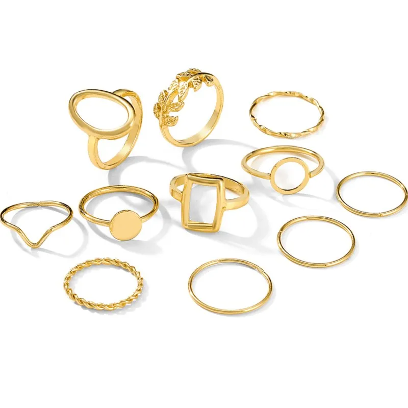 Gold Plated Stackable Rings Set of 11 for Women - Image 4