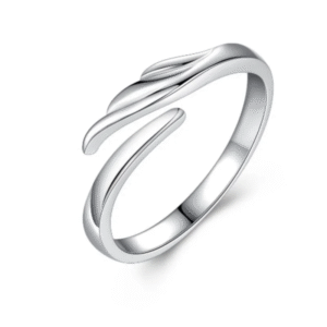 Stylish Dual Silver Couple Rings with Pink Stone - Image 4