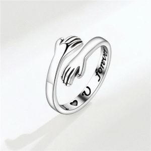 Silver Hand-in-Hand Couple Ring – Symbol of Love, Unity & Togetherness - Image 2