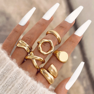 Gold Statement Ring Set for Women