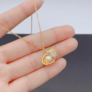 Shell Pearl Necklace with Stainless Steel Chain for Women & Girls Cubic Zircon - Image 14
