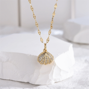 Shell Pearl Necklace with Stainless Steel Chain for Women & Girls Cubic Zircon - Image 13