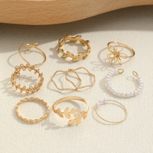 Set of 10 Adjustable Floral Finger Rings for Women - Image 4